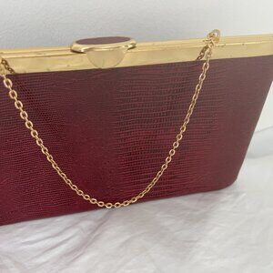 Etra Burgundy Genuine leather envelope clutch